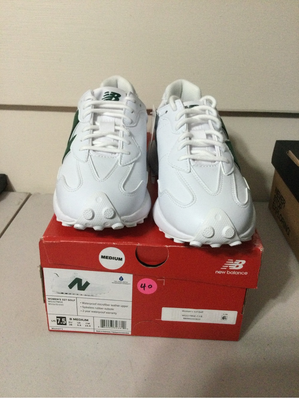 New Balance White Sneakers with Green Side Logo
